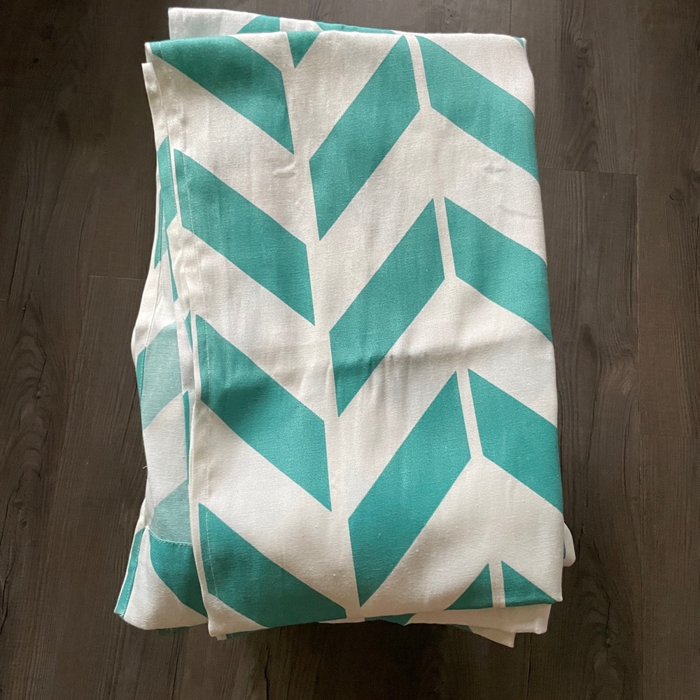 Teal Chevron Curtain Panels